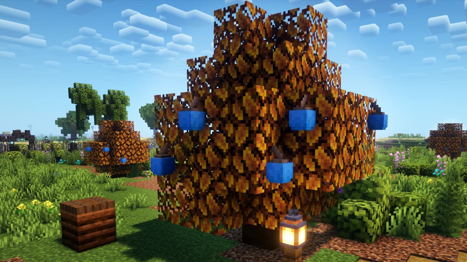An apricorn tree full of ripe blue apricorns